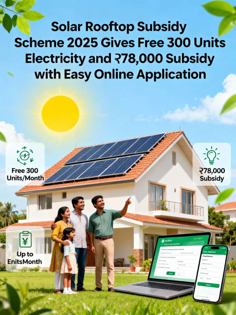 Solar Rooftop Subsidy Scheme 2025 Gives Free 300 Units Electricity
