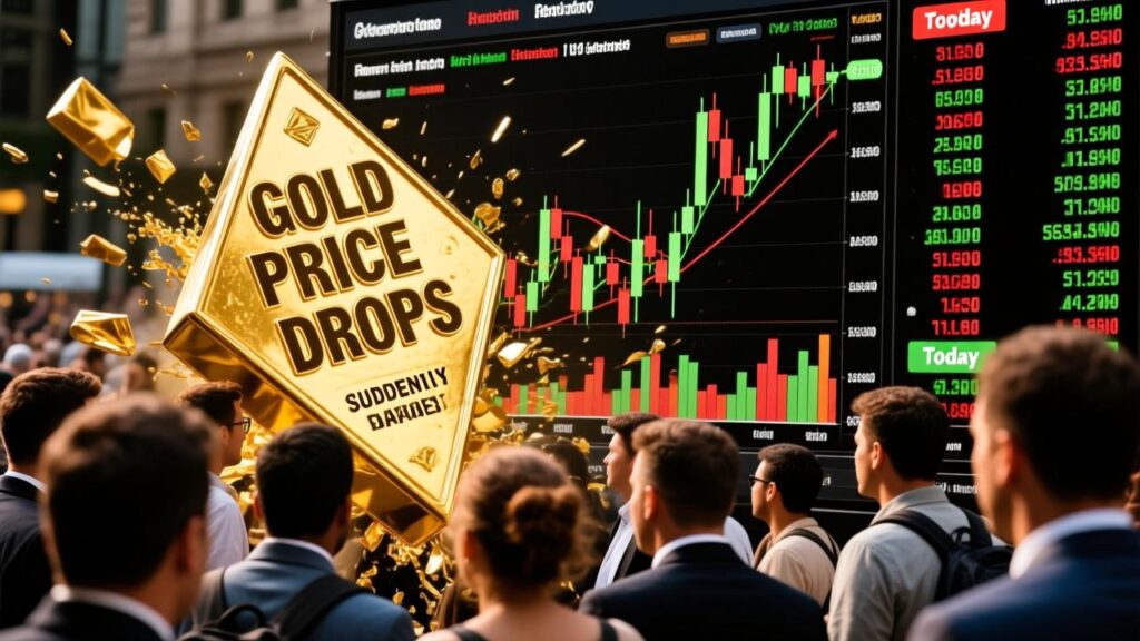 generate image on Gold Price Drops Suddenly: Buyers Rush as Afternoon Market Crashes Hard Today