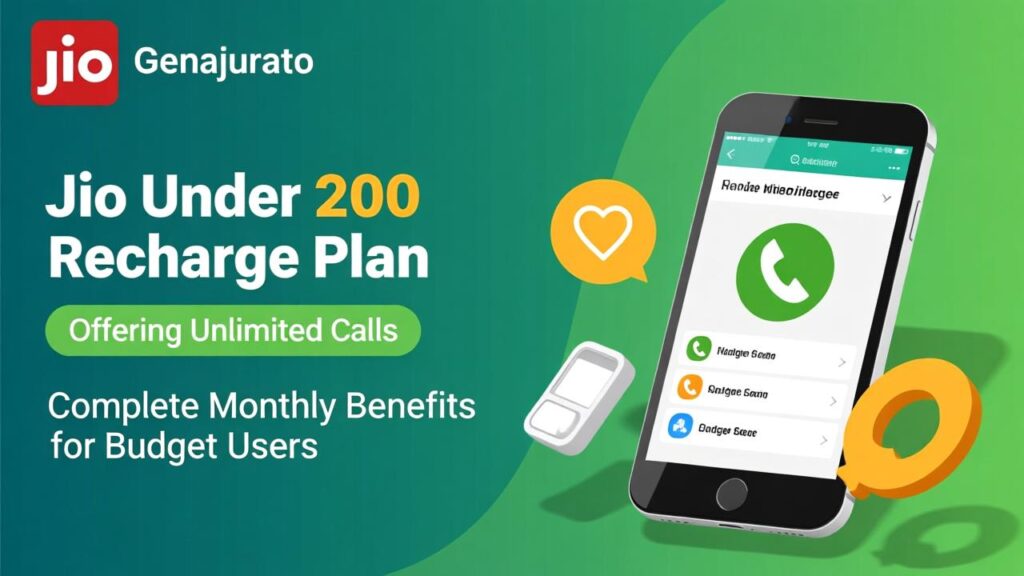 Jio Under 200 Recharge Plan Offering Unlimited Calls and Complete Monthly Benefits for Budget Users