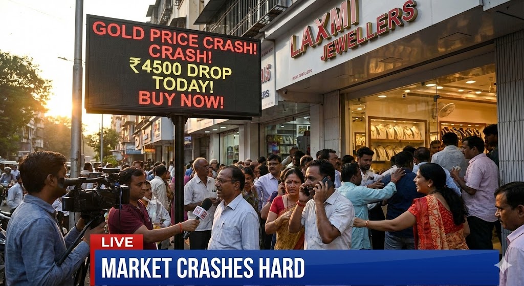 generate image on Gold Price Drops Suddenly: Buyers Rush as Afternoon Market Crashes Hard Today